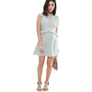 True Decadence Tall mint light seafoam green Ruffle Shoulder Dress size 12